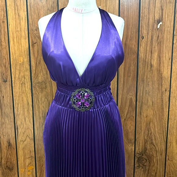 Purple Halter Dress with Rhinestone Detail Women’s size Medium - Picture 3 of 5